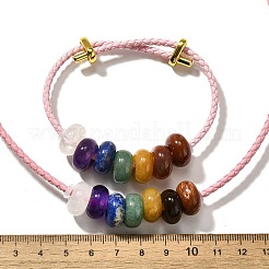 Rondelle Chakra Natural Gemstone Beads Bracelets & Necklaces Sets&nbsp;G-P561-01G-06