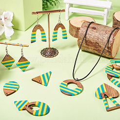 18Pcs 9 Styles Epoxy Resin & Walnut Wood Pendants&nbsp;RESI-TA0003-82