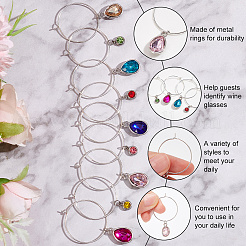 Rhinestone Birthstone Wine Glass Charm Ring&nbsp;AJEW-BC0004-08