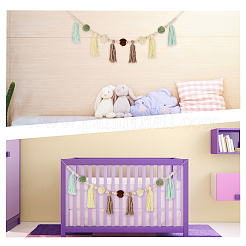 Round Cotton Tassel Hanging Wall Art Decorations&nbsp;HJEW-WH20003-19B