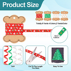 8 Yards 4 Colors Christmas Theme Polyester Printed Grosgrain Ribbons&nbsp;ORIB-TA0001-05A