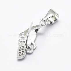 Anti-Tarnish Rhodium Plated 925 Sterling Silver Micro Pave Cubic Zirconia Pendant Bails&nbsp;STER-E053-45P