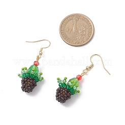 3D Cactus Potted Plant Glass Seed Beads Dangle Earrings&nbsp;EJEW-MZ00645