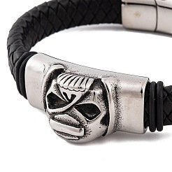 Men's Braided Black PU Leather Cord Bracelets&nbsp;BJEW-K243-39B-AS