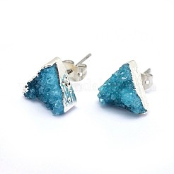 Natural Druzy Quartz Crystal Stud Earring&nbsp;EJEW-F173-E02-S