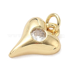 Brass Cubic Zirconia Heart Charms&nbsp;LS-KK-K368-47G
