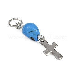Halloween Dyed Synthetic Turquoise Skull Pendants&nbsp;PALLOY-JF04214-02