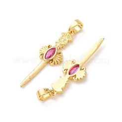Brass Micro Pave Orchid Cubic Zirconia Pendants&nbsp;KK-A304-27B-G
