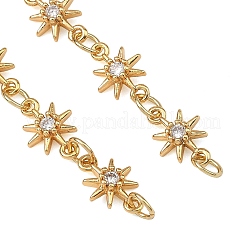 Brass Pave Clear Cubic Zirconia Star Link Chain Bracelet Making&nbsp;AJEW-JB01639