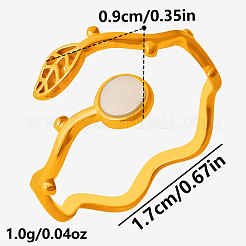 304 Stainless Steel with Natural Shell Cuff Open Rings for Women&nbsp;NU0412-3