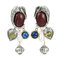 Elephant Alloy Plastic Dangle Stud Earrings&nbsp;EJEW-Q035-01AS