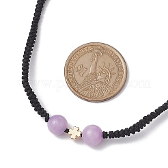 Adjustable Natural Dyed Yellow Jade & Brass Pendant Necklaces&nbsp;NJEW-JN04944