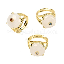 Brass Micro Pave Cubic Zirconia(Random Color) Cuff Open Rings&nbsp;RJEW-D347-02G-10
