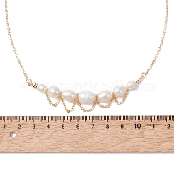 Natural Cultured Freshwater Pearl Rice Graduated Beaded Necklaces with 304 Stainless Steel Cable Chains&nbsp;NJEW-TA00226