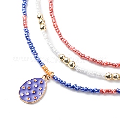 3Pcs 3 Style Glass Seed Imitation Pearl Beaded Necklaces Set&nbsp;NJEW-JN04013