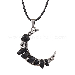 2Pcs 2 Styles Tibetan Style Alloy Moon Pendant Necklaces Set&nbsp;NJEW-JN04608
