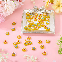 50Pcs 2 Colors Handmade Millefiori Lampwork Beads&nbsp;LAMP-TADJ0001-03C