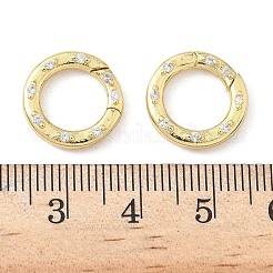 Brass Micro Pave Clear Cubic Zirconia Spring Gate Rings&nbsp;KK-Z120-43G