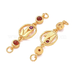 Brass Pave Cubic Zirconia Flower Links Connector Charms&nbsp;KK-D113-04G-01
