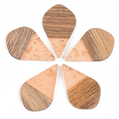 Transparent Resin & Walnut Wood Pendants&nbsp;RESI-S389-035A-B