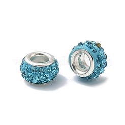 Polymer Clay Rhinestone European Large Hole Beads with Silver Color Plated Brass Cores&nbsp;FPDL-R002-12