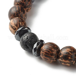 Anxiety Stress Synthetic Hematite & Natural Lava Rock Bracelets for Men Women&nbsp;BJEW-JB06774