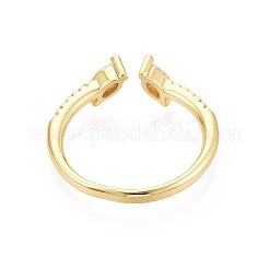 Brass Micro Pave Cubic Zirconia Cuff Rings for Women&nbsp;KK-T071-74G