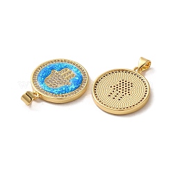 Brass Micro Pave Cubic Zirconia with Synthetic Opal Pendants&nbsp;KK-D096-15G