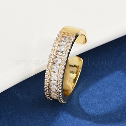 Brass Micro Pave Cubic Zirconia Cuff Rings for Women&nbsp;RJEW-F182-01G