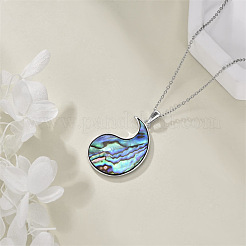 Ocean 304 Stainless Steel & Natural Paua Shell Conch Shell Shaped Pendant Necklaces for Women&nbsp;WGFD092-01