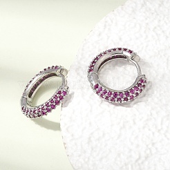 Brass Micro Pave Cubic Zirconia Hoop Earrings&nbsp;KK-CBA8324-24P-02
