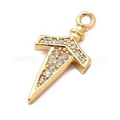 Brass Micro Pave Clear Cubic Zirconia Pendants&nbsp;KK-F916-41G