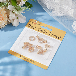 6Pcs Brass Micro Pave Clear Cubic Zirconia Fold Over Clasps&nbsp;KK-BBC0018-85