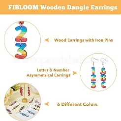6 Sets 6 Colors Wood Dangle Earrings with Iron Pins&nbsp;EJEW-FI0003-27