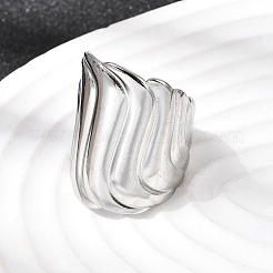 304 Stainless Steel Open Cuff Rings for Women&nbsp;RJEW-K313-17P