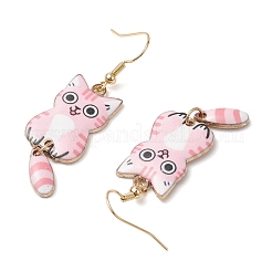 Brass Cat Shape Dangle Earrings&nbsp;EJEW-TA00599