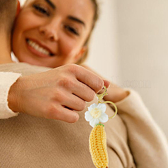4Pcs Handmade Yarn Banana with Flower Pendant Keychains&nbsp;KEYC-HS00020