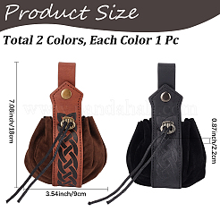 2Pcs 2 Colors Half Round PU Leather Viking Wallets&nbsp;AJEW-CL0003-65