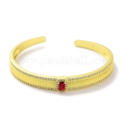 Brass Micro Pave Clear Cubic Zirconia Open Cuff Bangles&nbsp;BJEW-Z061-09A
