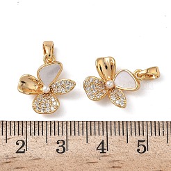 Brass Micro Pave Cubic Zirconia Pendants&nbsp;KK-C140-04G