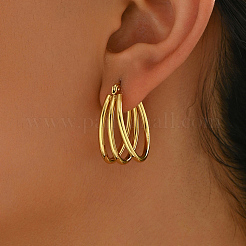 Stainless Steel Triple C-Shaped Hoop Earrings&nbsp;ZD7000-1