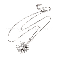 304 Stainless Steel Sun Pendant Cable Chain Necklaces for Men Women&nbsp;NJEW-K308-04E-P