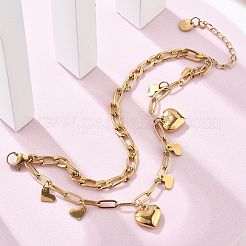 304 Stainless Steel Multi-Strand Charm Bracelets&nbsp;BJEW-C089-02G