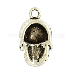 Halloween Tibetan Style Alloy Skull Pendants&nbsp;TIBEP-2884A-AS-LF