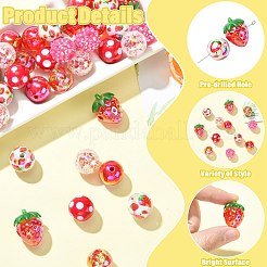 45Pcs 9 Styles Plastic Round Bead & Acrylic Beads Strawberry Kits&nbsp;MACR-CJ0002-46