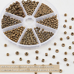 400Pcs 8 Styles Tibetan Style Alloy Spacer Beads&nbsp;FIND-NB0003-35