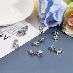 16Pcs 8 Styles Rack Plating Alloy Crystal Rhinestone European Dangle Charms&nbsp;FIND-CA0007-73