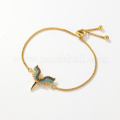 Brass Cubic Zirconia Goddess Wing Link Slider Bracelets for Women&nbsp;FS4700