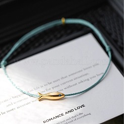 Adjustable Brass Fish Braided Bead Anklets&nbsp;WGBBA61-01