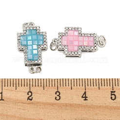 Rack Plating Brass Micro Pave Cubic Zirconia & Shell & Enamel Box Clasps&nbsp;KK-S373-06P